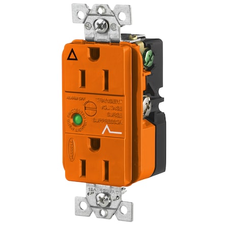 Hubbell Wiring Device-Kellems Duplex Straight Blade Receptacle, 5-15R, 15 A, 125V AC, 2 Pole, 3 Wire, Flush Mount IG5262OSA
